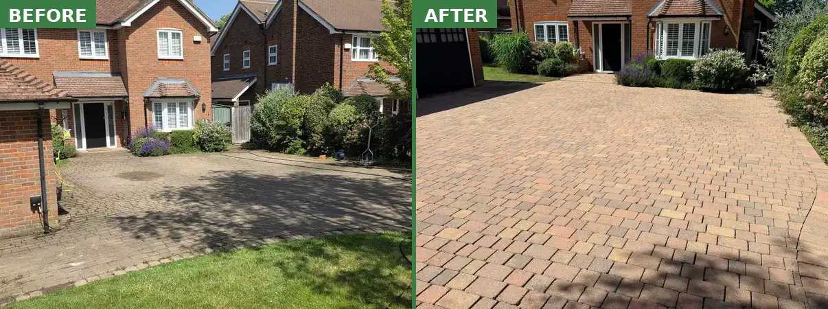Driveway cleaning before and after